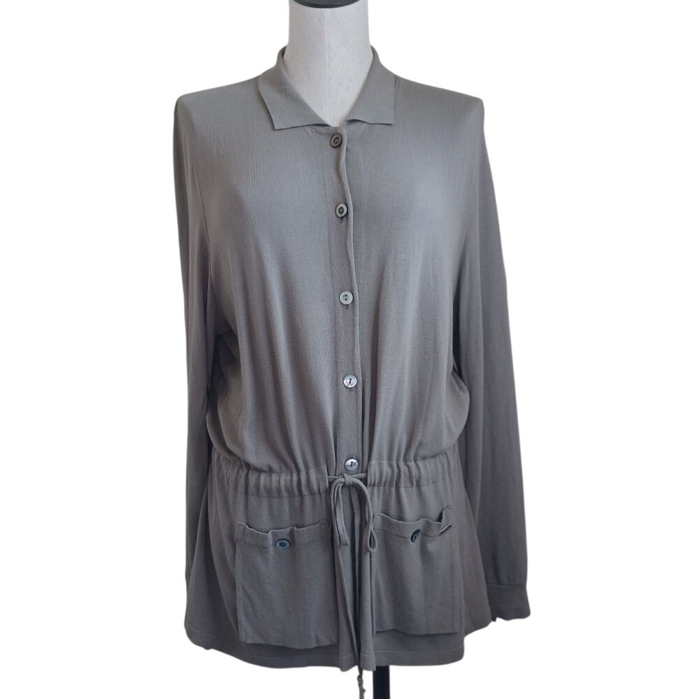 Devernois Paris Sweater Button Front Cardigan Tie Waist‎ Womens Medium